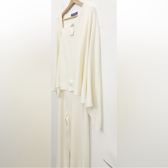 NWT Ralph Lauren Purple Label Cyrene Cape Jumpsuit Ivory Stretch Cady size 12 - Picture 14 of 17